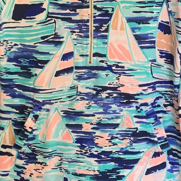Lily Pulitzer Skipper Popover Sailboats Nautical 1/2 Zip Cotton Pullover Sz XS - Picture 12 of 12